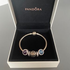 Pandora Moments Bangle/Bracelet w/ Charms